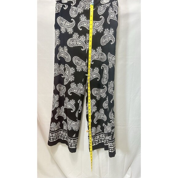 New York & Co Stretch Womens S Black Paisley Wide Leg Pants - Picture 3 of 10